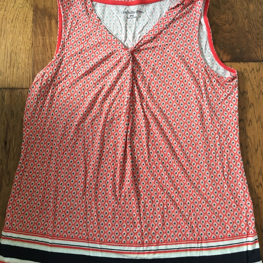 🌈 CROFT & BARROW Top, Tank, Coral & Navy, Sz MP